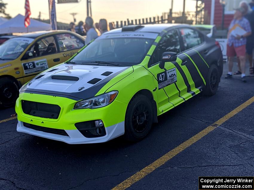 Tim Rooney / Mike Rossey Subaru WRX STi at Thursday evening's parc expose.