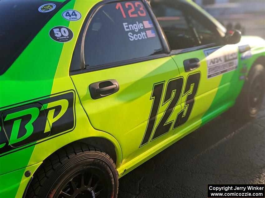 Mike Engle / Ryan Scott Subaru WRX STi at Thursday evening's parc expose.