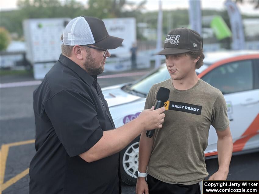 K.J. Miller is interviewed by Jeremy Meyer at Thursday evening's parc expose.