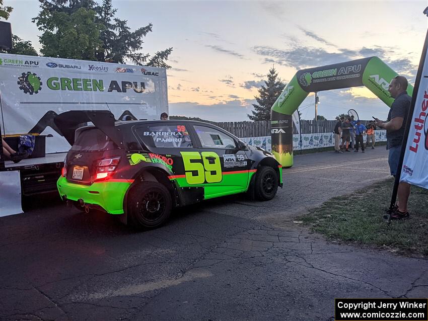 Pat Moro / Claudia Barbera-Pullen Chevy Sonic LS at Thursday night's ceremonial start.