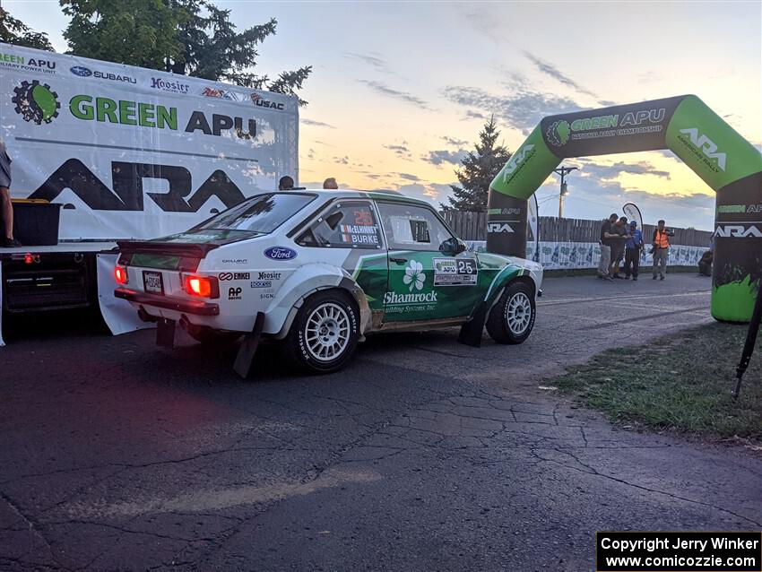 Seamus Burke / Gary McElhinney Ford Escort Mk II at Thursday night's ceremonial start.