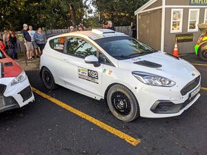 Javier Olivares / K.J. Miller Ford Fiesta Rally3 at Thursday evening's parc expose.