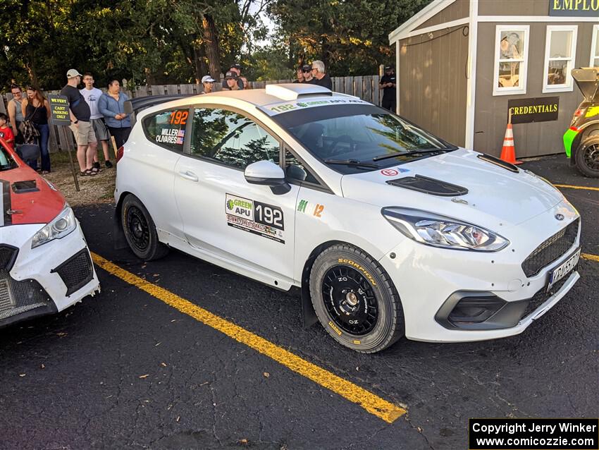 Javier Olivares / K.J. Miller Ford Fiesta Rally3 at Thursday evening's parc expose.