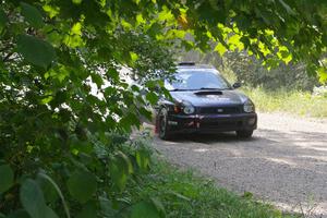 John Farrow / Michael Farrow Subaru WRX limps to a stop for repairs on SS2, Refuge I.