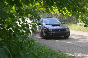 John Farrow / Michael Farrow Subaru WRX limps to a stop for repairs on SS2, Refuge I.