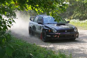 John Farrow / Michael Farrow Subaru WRX limps to a stop for repairs on SS2, Refuge I.