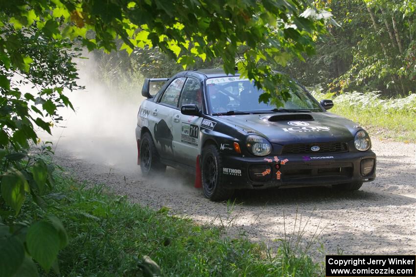 John Farrow / Michael Farrow Subaru WRX limps to a stop for repairs on SS2, Refuge I.