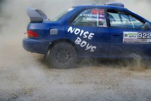 Corey Morris / Josh Nykanen Subaru Impreza misses a call and stalls briefly on SS2, Refuge I.