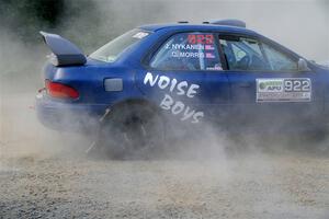 Corey Morris / Josh Nykanen Subaru Impreza misses a call and stalls briefly on SS2, Refuge I.