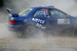 Corey Morris / Josh Nykanen Subaru Impreza misses a call and stalls briefly on SS2, Refuge I.