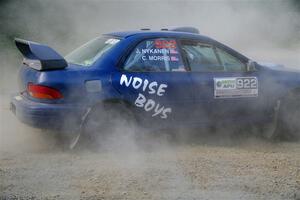 Corey Morris / Josh Nykanen Subaru Impreza misses a call and stalls briefly on SS2, Refuge I.