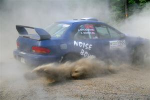 Corey Morris / Josh Nykanen Subaru Impreza misses a call and stalls briefly on SS2, Refuge I.