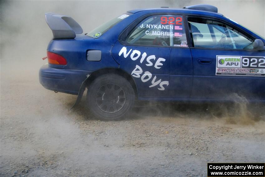 Corey Morris / Josh Nykanen Subaru Impreza misses a call and stalls briefly on SS2, Refuge I.