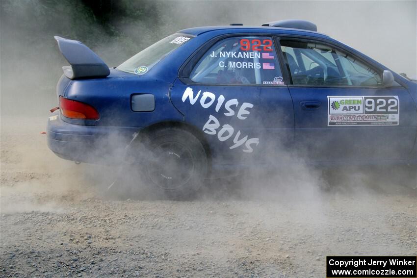 Corey Morris / Josh Nykanen Subaru Impreza misses a call and stalls briefly on SS2, Refuge I.