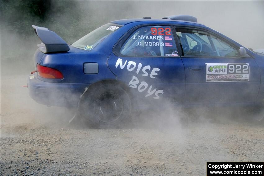 Corey Morris / Josh Nykanen Subaru Impreza misses a call and stalls briefly on SS2, Refuge I.