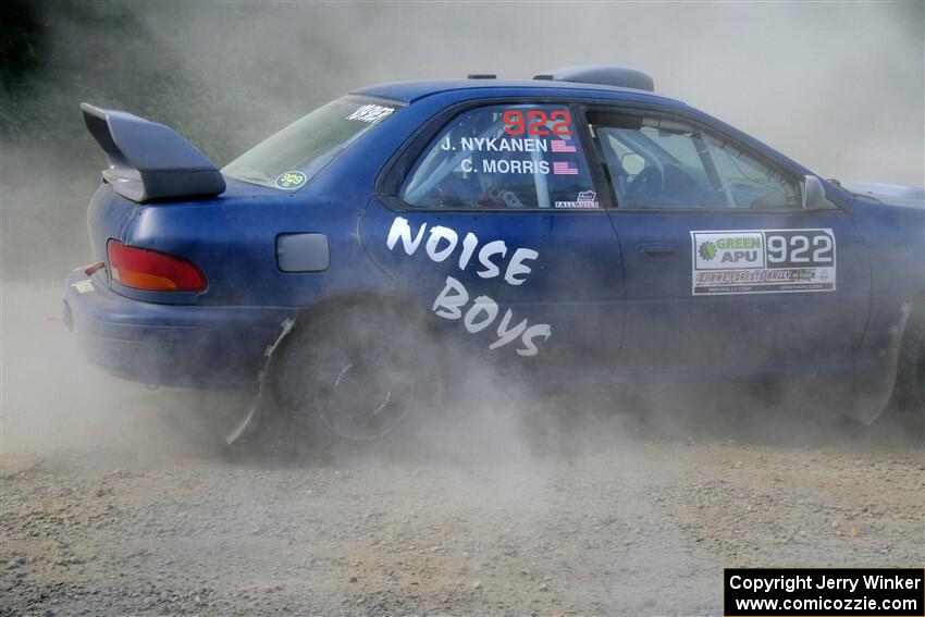 Corey Morris / Josh Nykanen Subaru Impreza misses a call and stalls briefly on SS2, Refuge I.