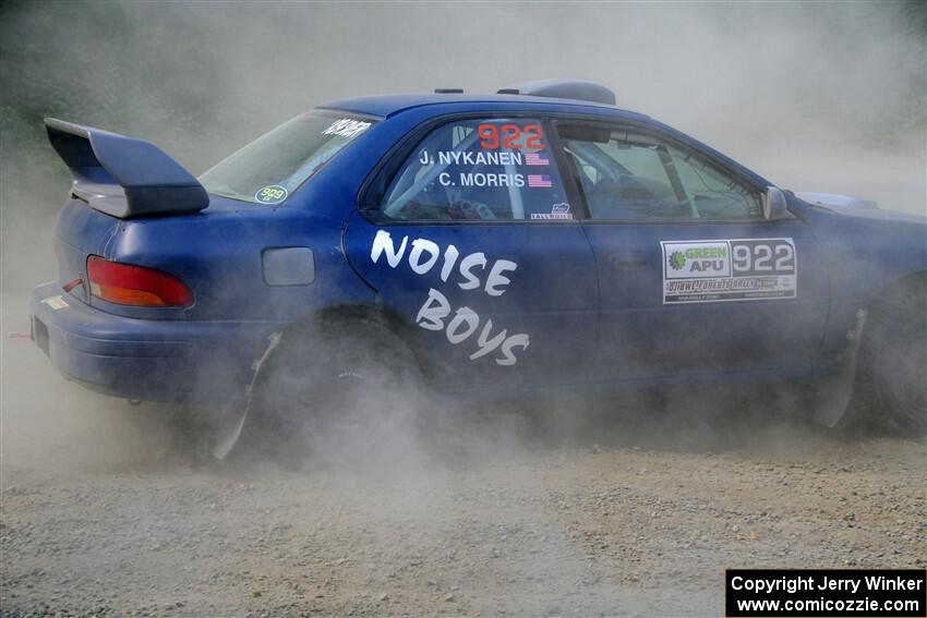 Corey Morris / Josh Nykanen Subaru Impreza misses a call and stalls briefly on SS2, Refuge I.