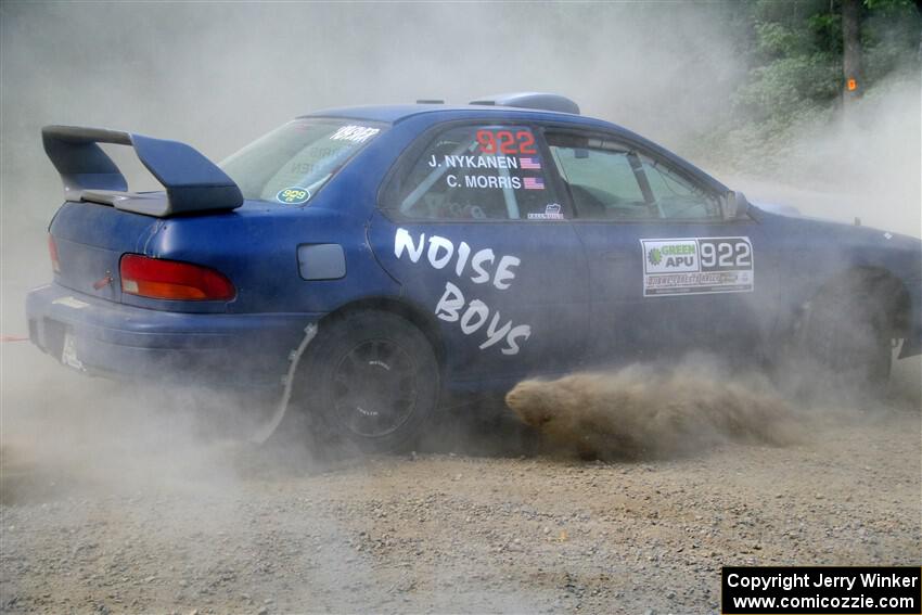 Corey Morris / Josh Nykanen Subaru Impreza misses a call and stalls briefly on SS2, Refuge I.