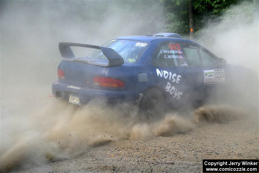 Corey Morris / Josh Nykanen Subaru Impreza misses a call and stalls briefly on SS2, Refuge I.