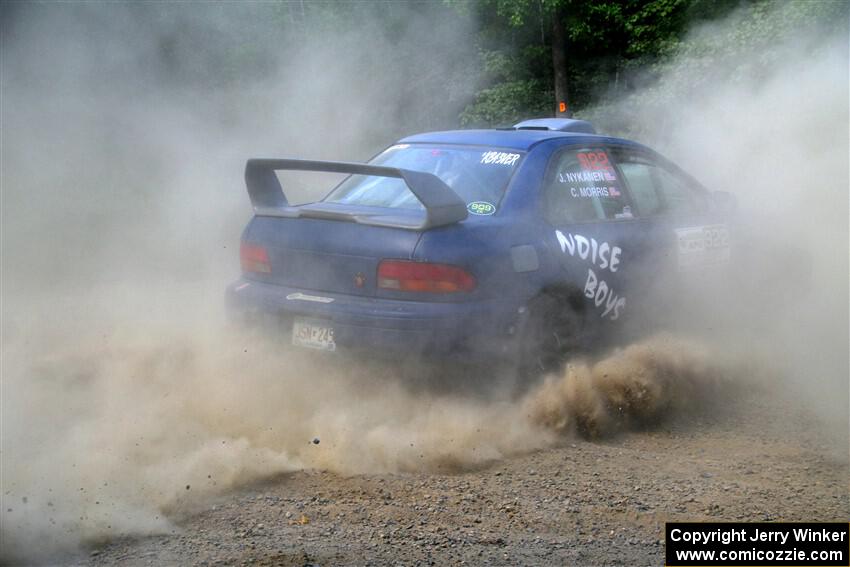 Corey Morris / Josh Nykanen Subaru Impreza misses a call and stalls briefly on SS2, Refuge I.