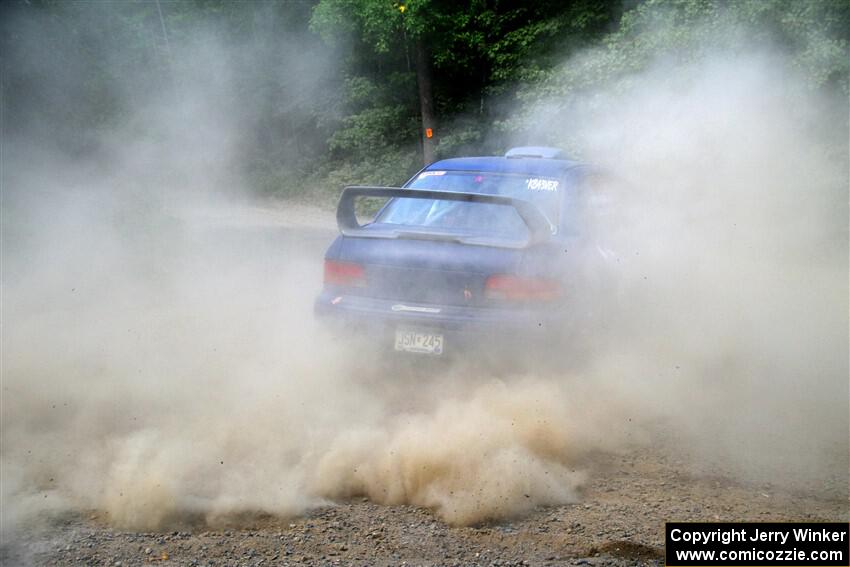 Corey Morris / Josh Nykanen Subaru Impreza misses a call and stalls briefly on SS2, Refuge I.