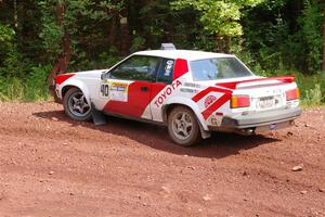 Eric Anderson / Taylor Haelterman Toyota Celica GTS go off and stall briefly on SS3, Norway North I.