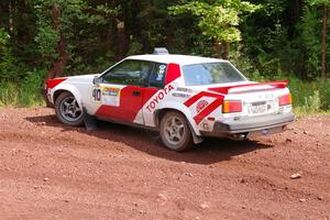 Eric Anderson / Taylor Haelterman Toyota Celica GTS go off and stall briefly on SS3, Norway North I.