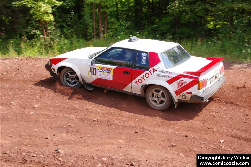 Eric Anderson / Taylor Haelterman Toyota Celica GTS go off and stall briefly on SS3, Norway North I.