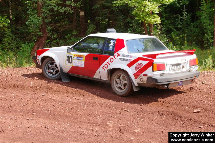 Eric Anderson / Taylor Haelterman Toyota Celica GTS go off and stall briefly on SS3, Norway North I.