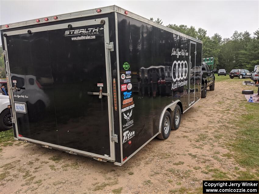 Tim Michel's rally car hauler was present, however Tim's Audi was not.