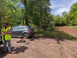 Stan, Kidril and I take a break on the rocky outcrop.