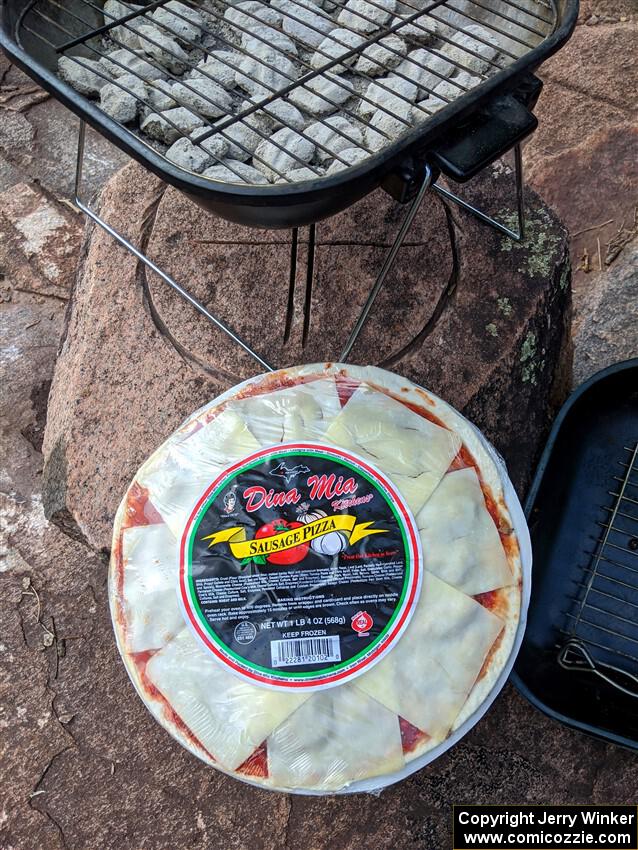 Grilled pizza of choice for the rally.