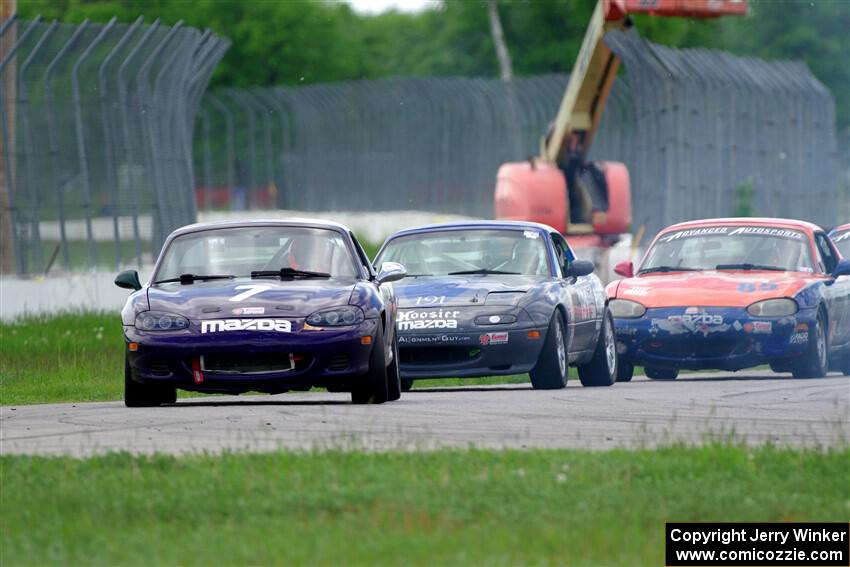 Geoff Youngdahl's, Aaron Jongbloedt's and Nick LoGalbo's Spec Miata Mazda Miatas