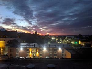 Dawn breaks over Marquette, Michigan the morning of the rally.