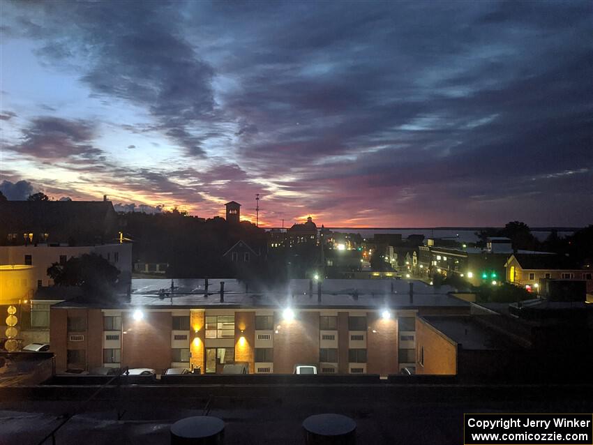 Dawn breaks over Marquette, Michigan the morning of the rally.