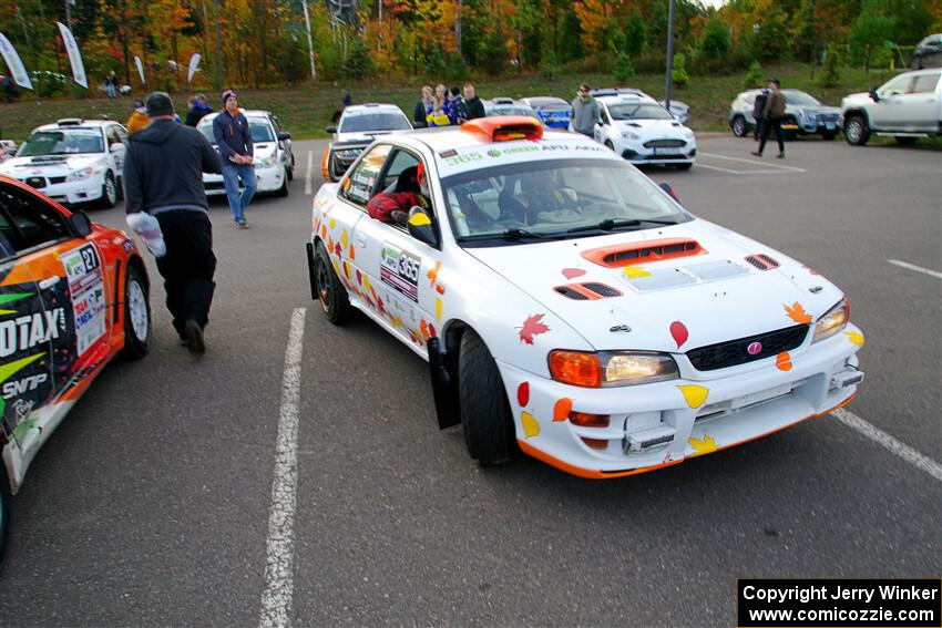 Richard Donovan / Greg Donovan Subaru Impreza pulls into parc expose.