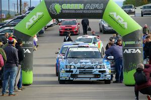 Lia Block / Rhianon Gelsomino Ford Escort Cosworth RS at the ceremonial start.