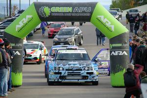 Lia Block / Rhianon Gelsomino Ford Escort Cosworth RS at the ceremonial start.