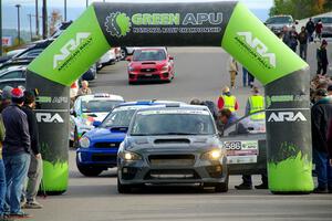 Zach Jacques / Ron Jacques Subaru WRX STi at the ceremonial start.