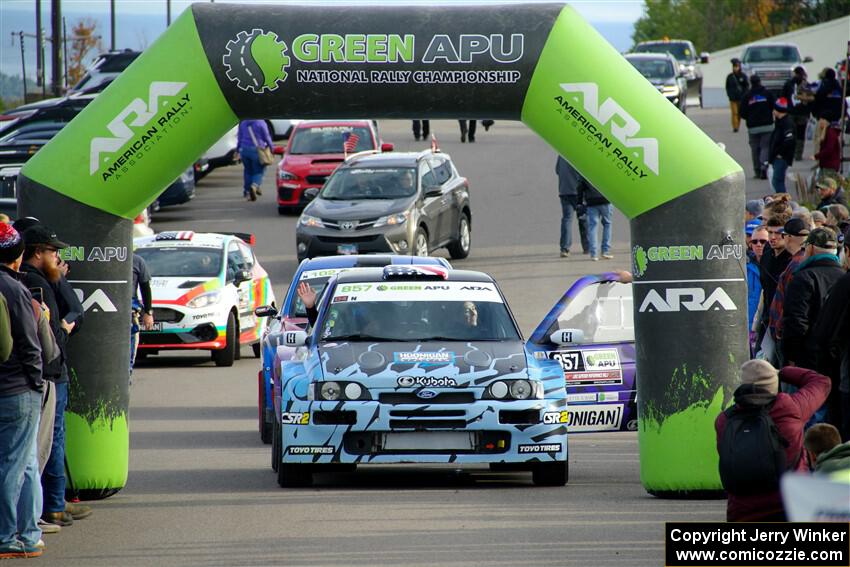 Lia Block / Rhianon Gelsomino Ford Escort Cosworth RS at the ceremonial start.