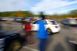 Ivo Draganov / Vladimir Yanev Subaru WRX Wagon leaves the ceremonial start.