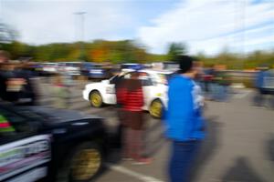 Ivo Draganov / Vladimir Yanev Subaru WRX Wagon leaves the ceremonial start.