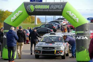 Dylan Gondyke / Ben Chuong Subaru Impreza at the ceremonial start.