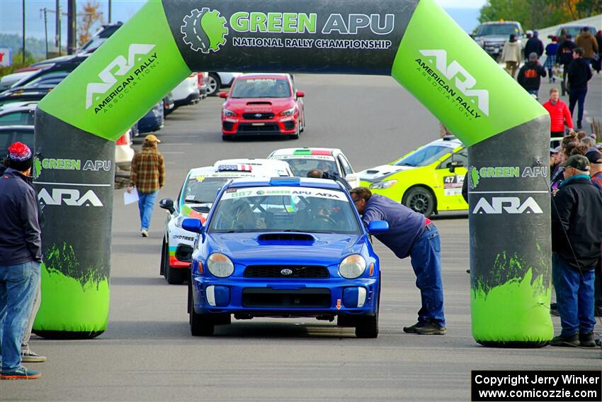 Jimmy Pelizzari / Kate Stevens Subaru WRX at the ceremonial start.