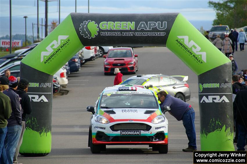 Lucy Block / Alex Gelsomino Ford Fiesta Rally3 at the ceremonial start.