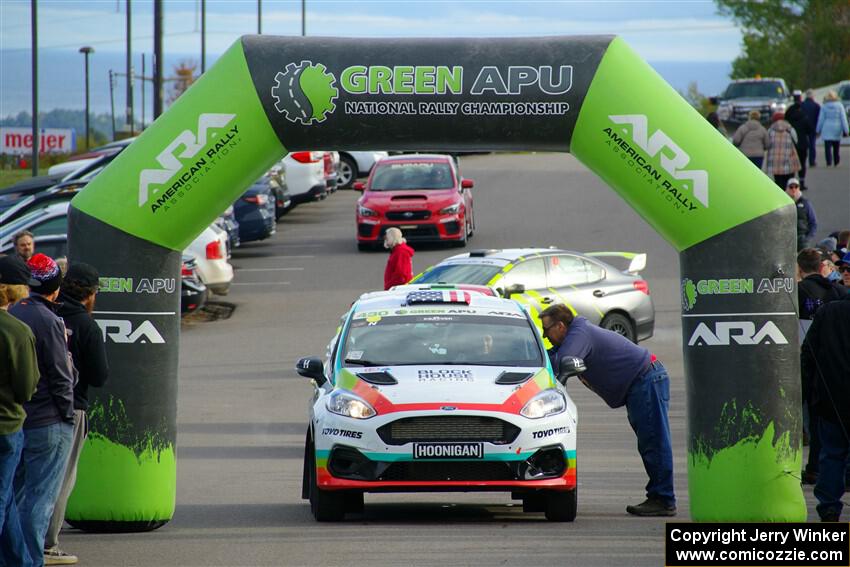 Lucy Block / Alex Gelsomino Ford Fiesta Rally3 at the ceremonial start.