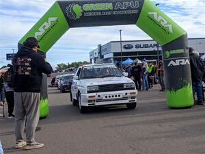 Tim O'Neil / Constantine Mantopoulos VW Rallye Golf leaves the ceremonial start.