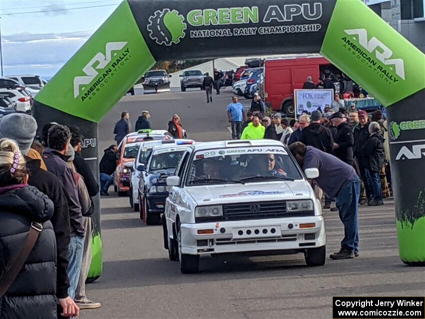 Tim O'Neil / Constantine Mantopoulos VW Rallye Golf at the ceremonial start.