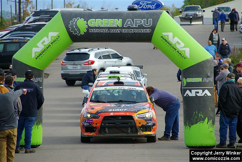 Sumit Panjabi / Michelle Rogers Mitsubishi Lancer Evo X at the ceremonial start.