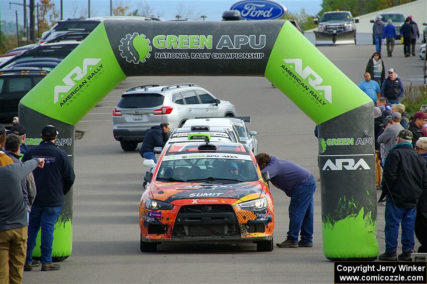 Sumit Panjabi / Michelle Rogers Mitsubishi Lancer Evo X at the ceremonial start.